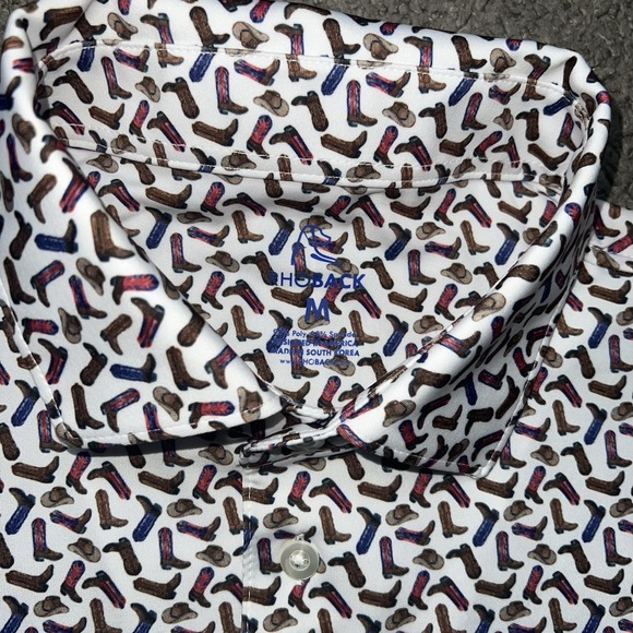 New Rhoback Western Cowboy Hat Boots Men's Performance Polo Size M - Picture 3 of 6